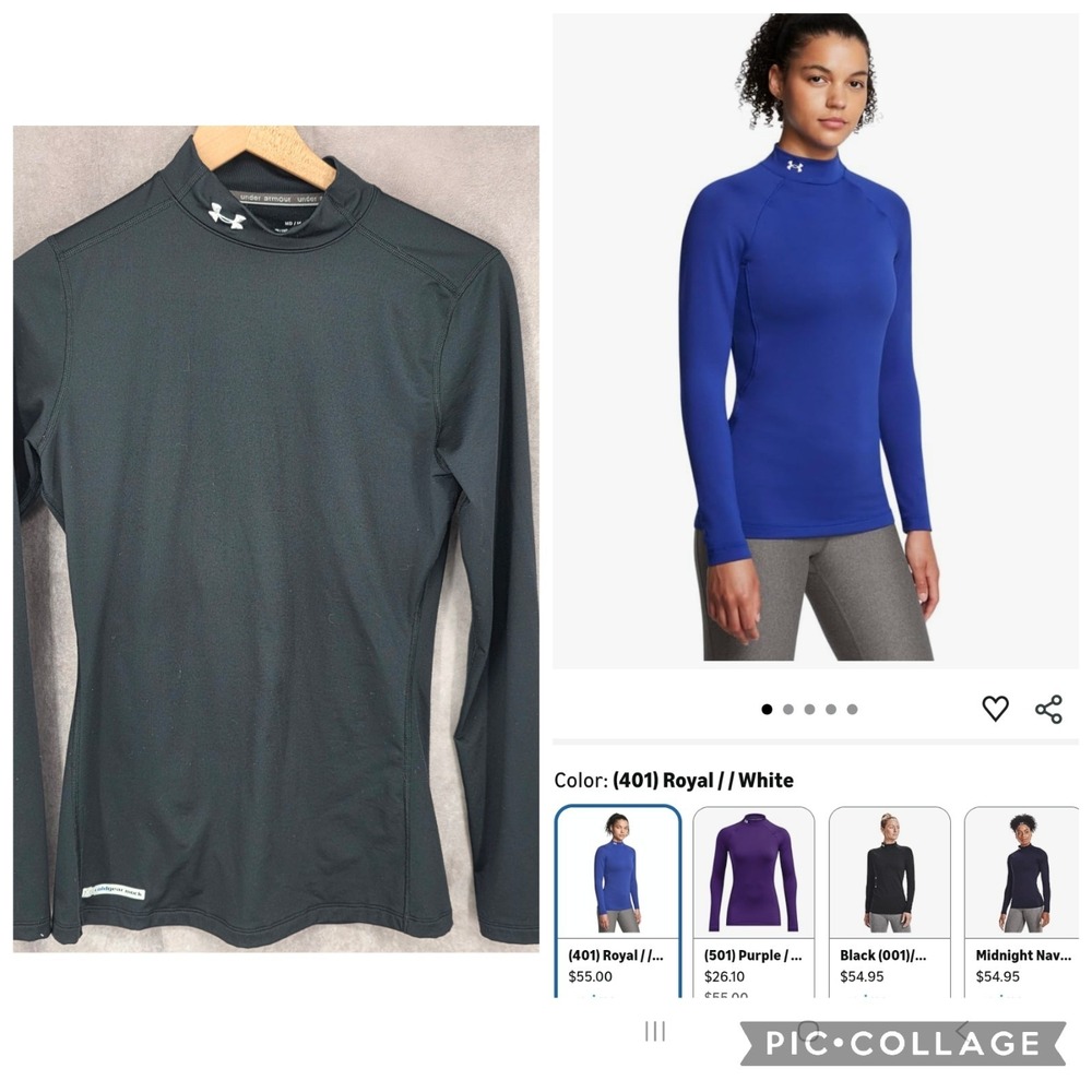 Under Armour ColdGear Womens Medium Black Mock Neck Long Sleeve Fitted Top